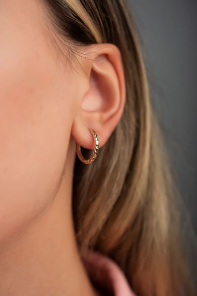 Gizli Kilit Kalemli Altın Küpe 14KP4235 - Altınaşkı