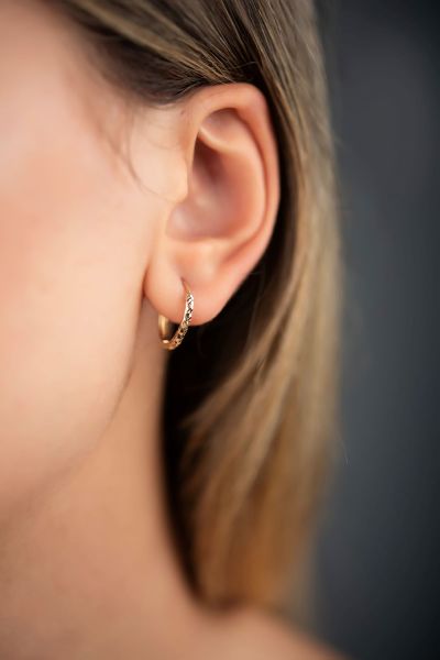 Gizli Kilit Kalemli Altın Küpe 14KP4254 - Altınaşkı