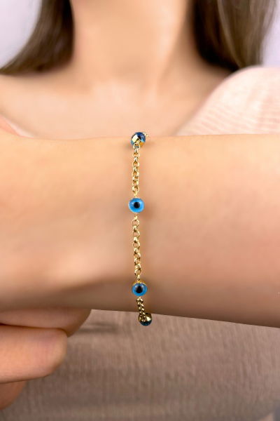 Göz Boncuklu Altın Bileklik 14KNY839 - Altınaşkı