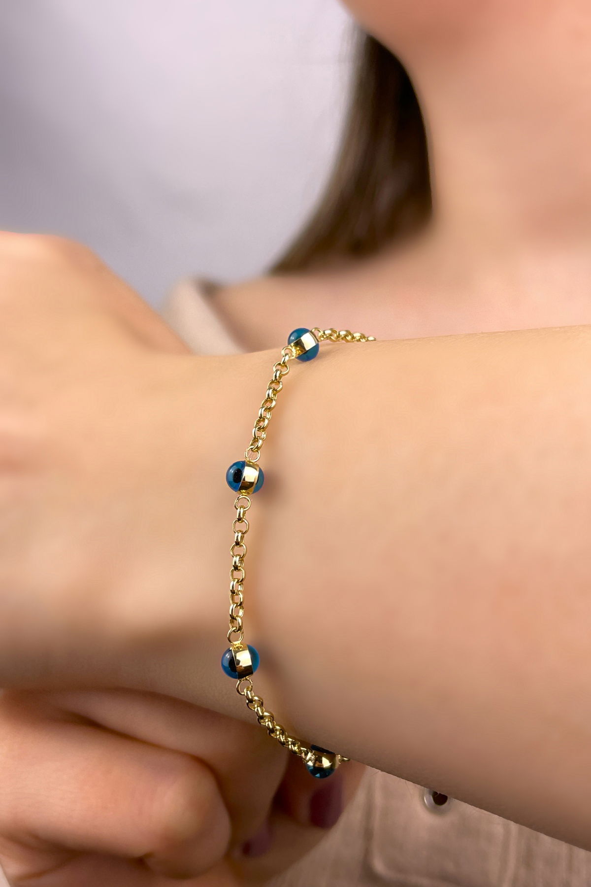 Göz Boncuklu Altın Bileklik 14KNY839 - 2