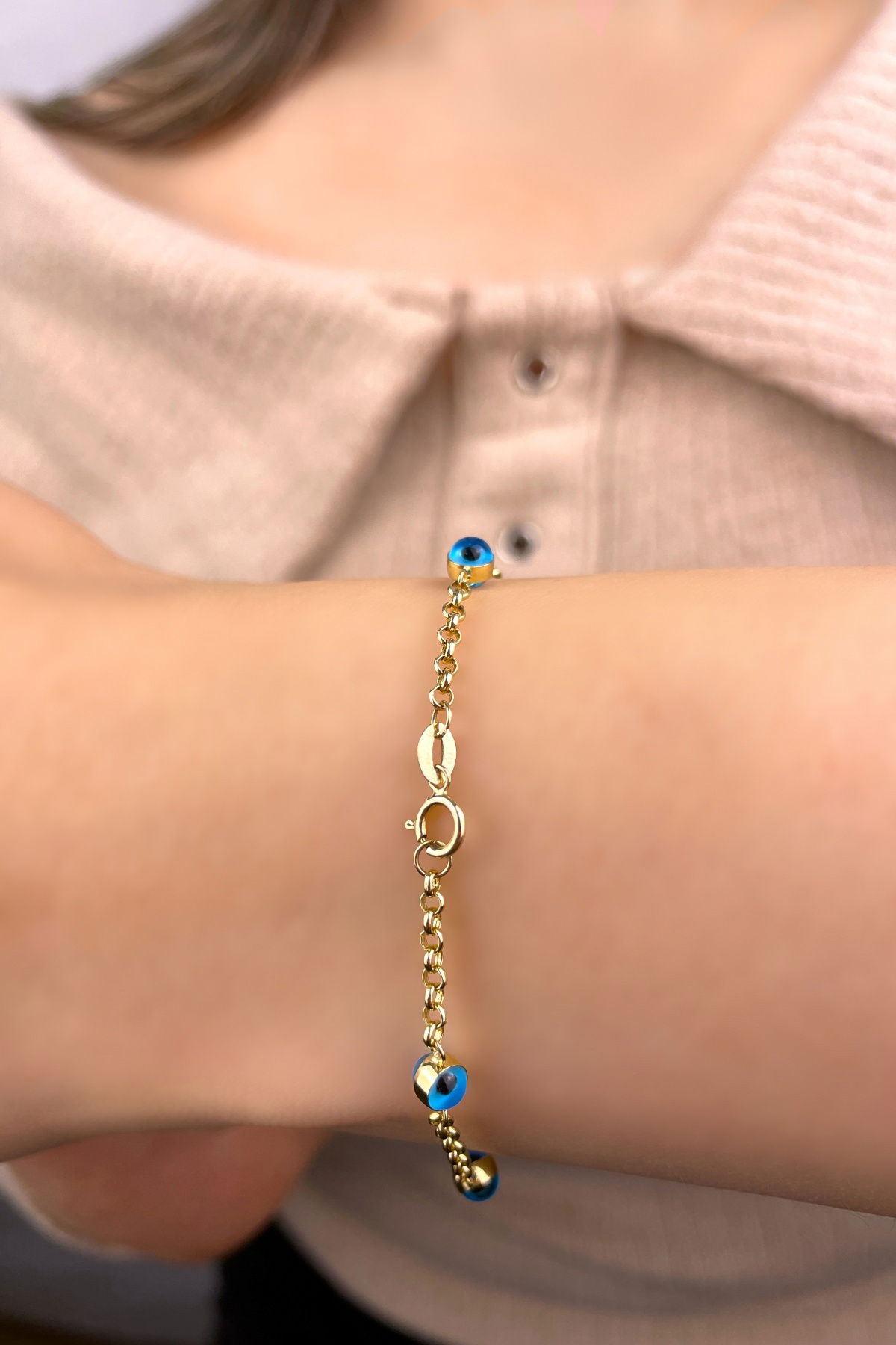 Göz Boncuklu Altın Bileklik 14KNY839 - 3