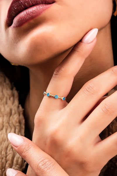 Göz Boncuklu Altın Yüzük 14YZ3996 - Altınaşkı