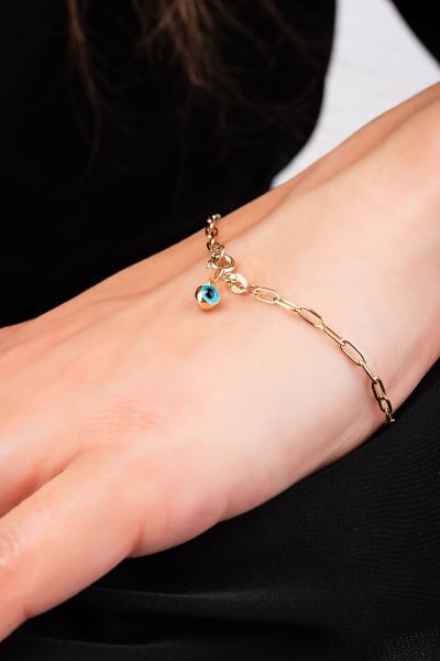 Göz Boncuklu Ataş Altın Bileklık 14KNY1250 - Altınaşkı