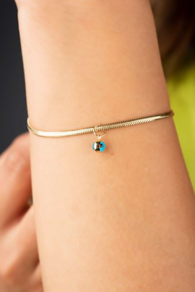 Göz Boncuklu Balıksırtı Altın Bileklık 14KNY1149 - Altınaşkı