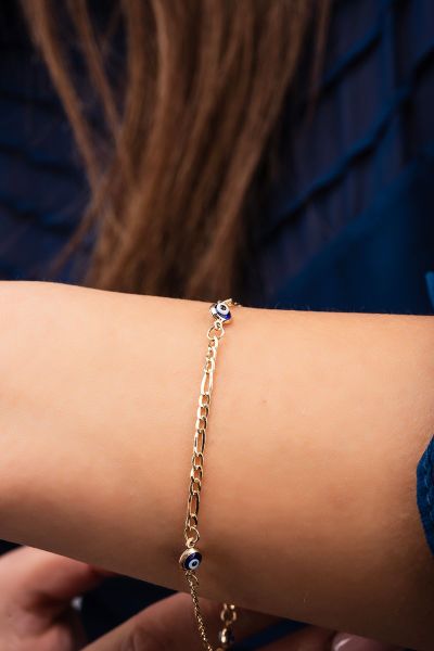 Göz Boncuklu Figaro Altın Bileklik 14KNY3597 - Altınaşkı