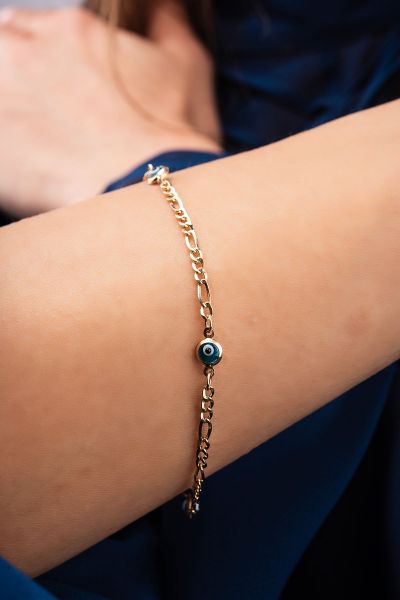 Göz Boncuklu Figaro Altın Bileklik 14KNY3604 - Altınaşkı