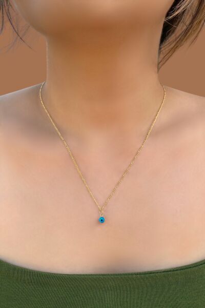 Göz Boncuklu Figaro Zincirli Altın Kolye 14KLY7564 - Altınaşkı