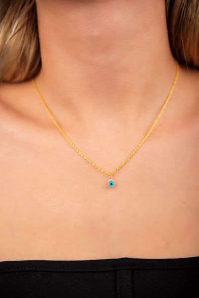 Göz Boncuklu Halat Altın Kolye 14KLY2332 - Altınaşkı