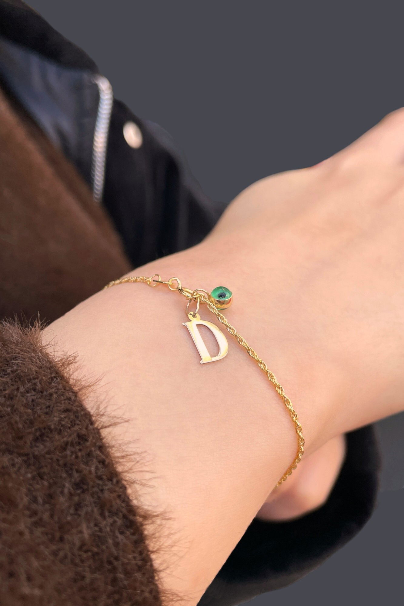 Göz Boncuklu Harfli Halat Altın Bileklik 14KNY6620 - 3