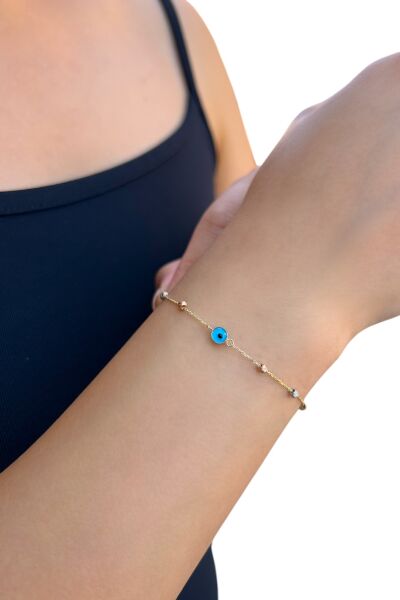 Gözboncuklu Dorika Altın Bileklik 14KNY4938 - Altınaşkı