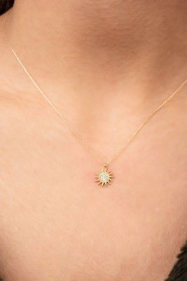 Güneş Hayalet Altın Kolye 8KLY630 - 1