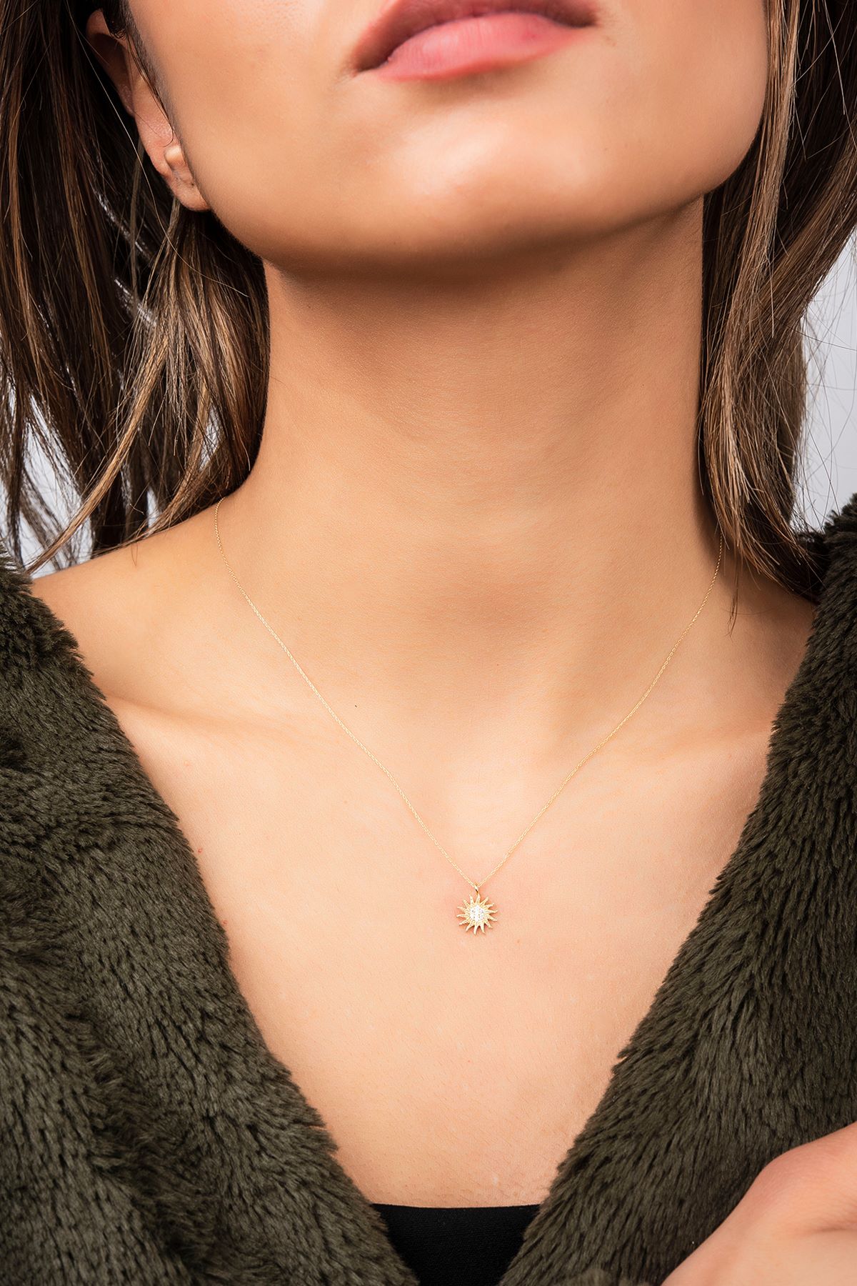 Güneş Hayalet Altın Kolye 8KLY630 - 2