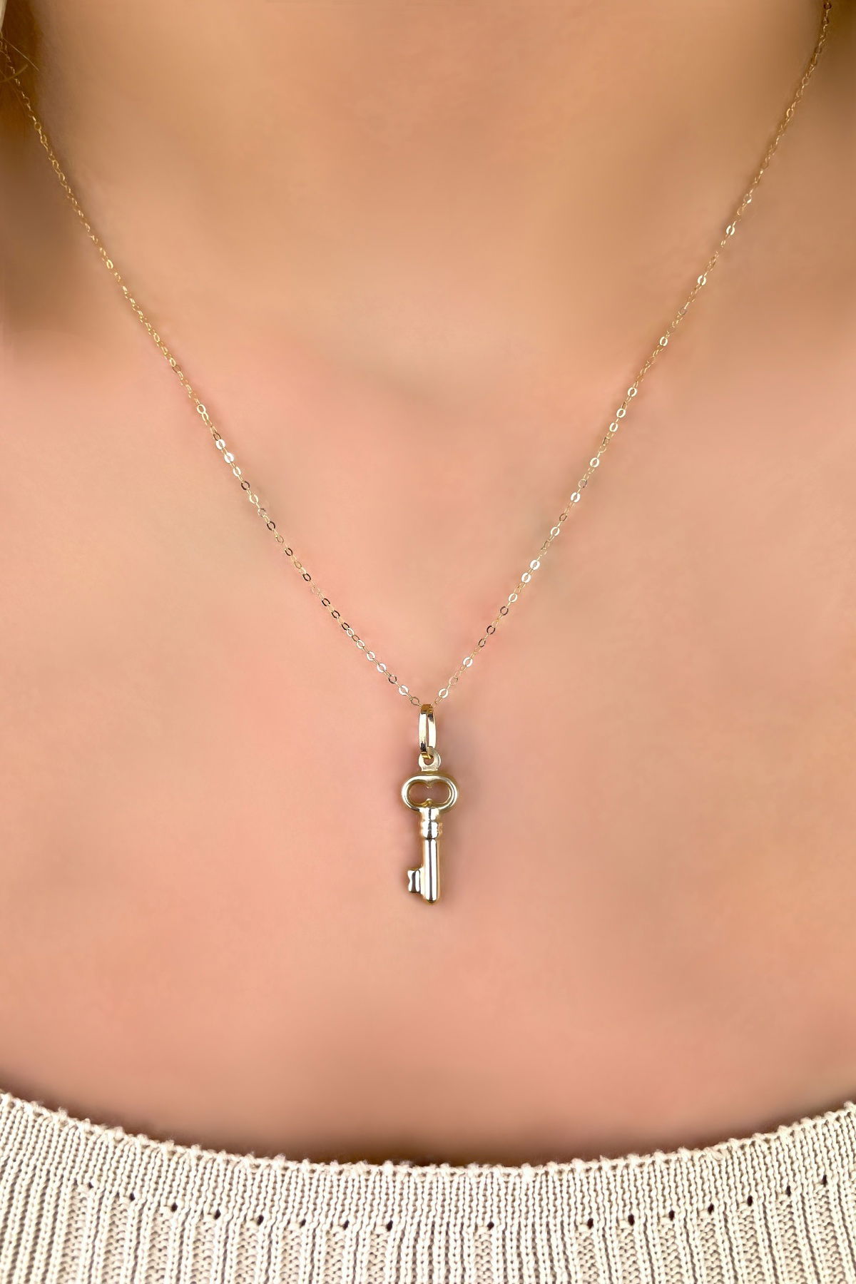 Halka Zincirli Anahtar Altın Kolye 14KLY6753 - 2