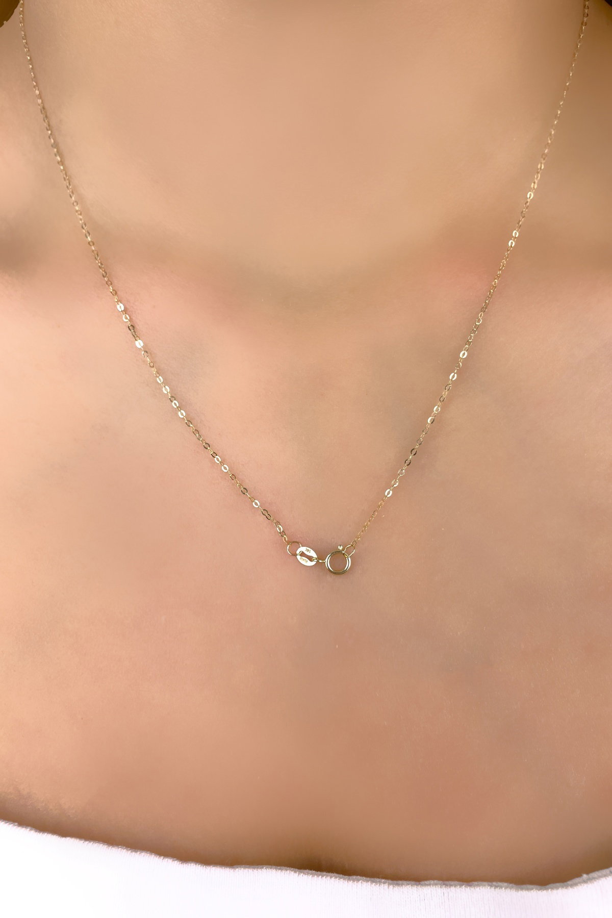 Halka Zincirli Anahtar Altın Kolye 14KLY7896 - 5