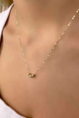 Halka Zincirli Dorika Altın Kolye 14KLY1031 - 1