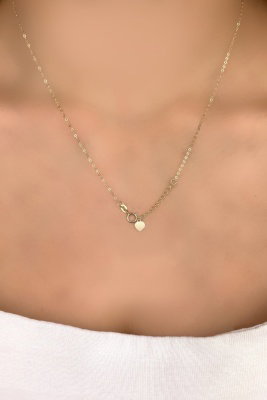 Halka Zincirli Dorika Altın Kolye 14KLY1031 - 3