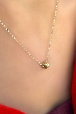 Halka Zincirli Dorika Altın Kolye 14KLY446 - 1