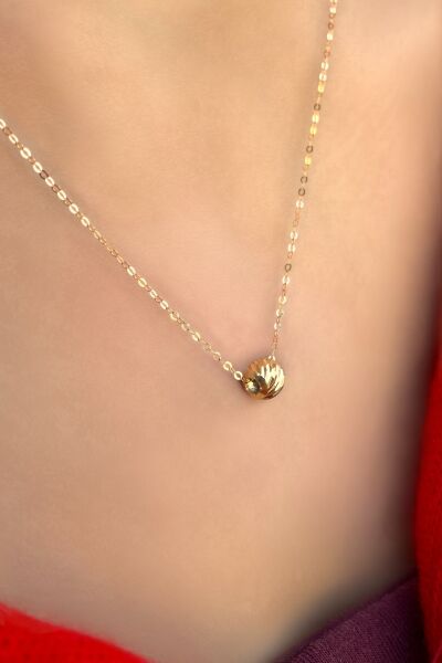 Halka Zincirli Dorika Altın Kolye 14KLY446 - Altınaşkı