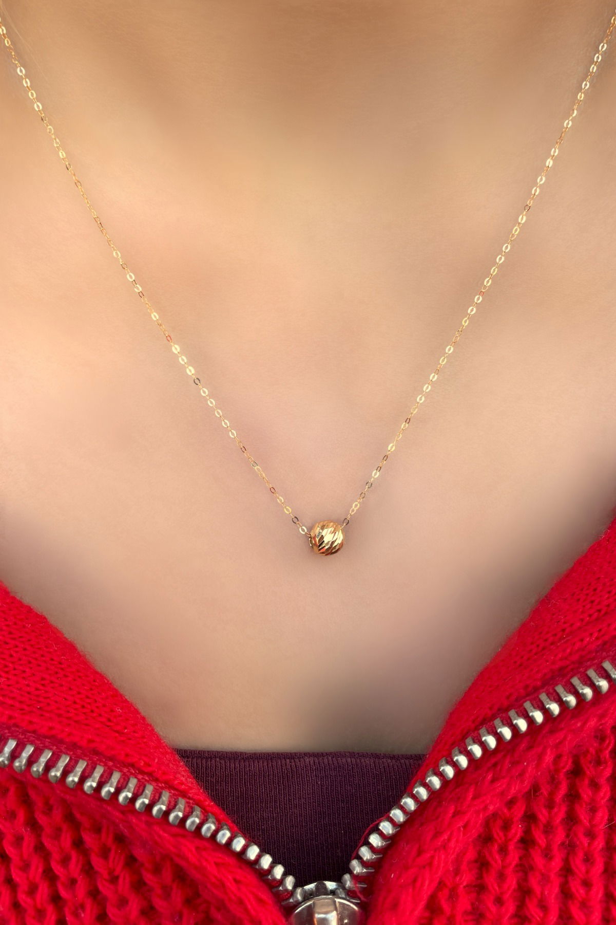 Halka Zincirli Dorika Altın Kolye 14KLY446 - 2