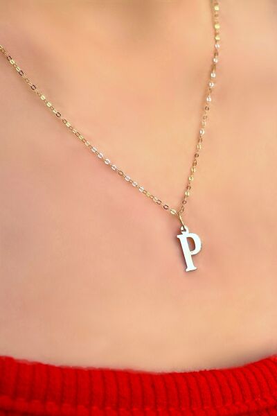 Halka Zincirli Harf Altın Kolye 14KLY460 - Altınaşkı