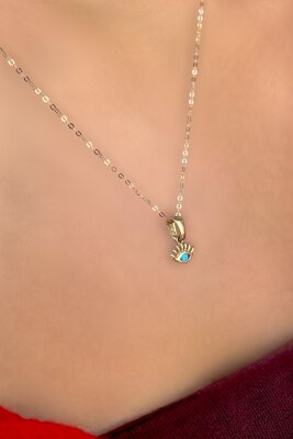 Halka Zincirli Kirpik Altın Kolye 14KLY4487 - 2