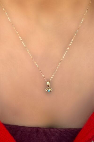 Halka Zincirli Kirpik Altın Kolye 14KLY4487 - Altınaşkı