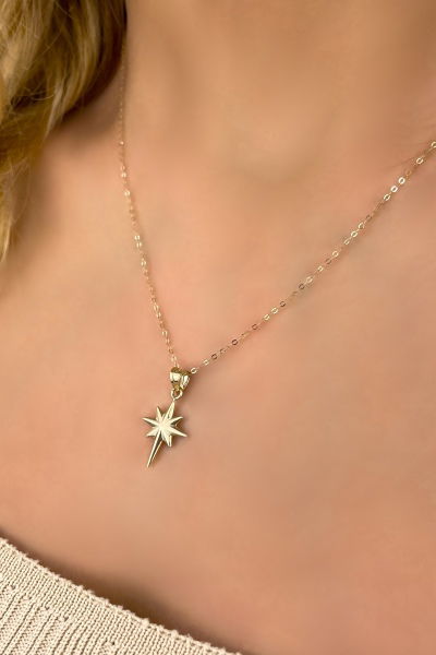 Halka Zincirli Kuzey Yıldızı Altın Kolye 14KLY3212 - Altınaşkı