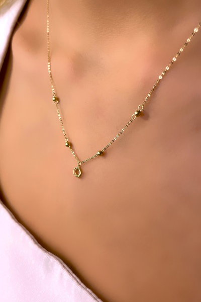 Halka Zincirli Toplu Altın Kolye 14KLY1878 - Altınaşkı