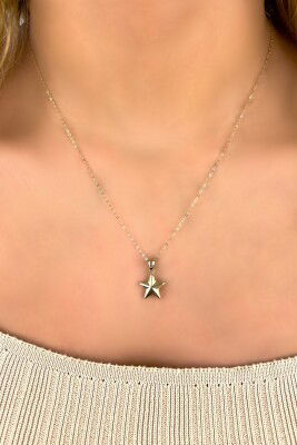 Halka Zincirli Yıldız Altın Kolye 14KLY4563 - 2