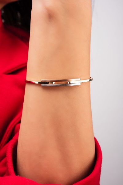 İki Renkli Kaburga Altın Bilezik 8KLPC536 - Altınaşkı