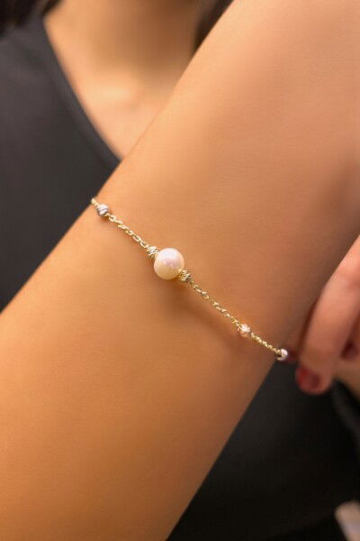 İncili Dorika Altın Bileklik 14KNY8231 - Altınaşkı