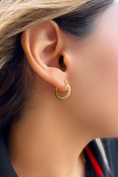 İstiridye Halka Altın Küpe 14KP3777 - Altınaşkı