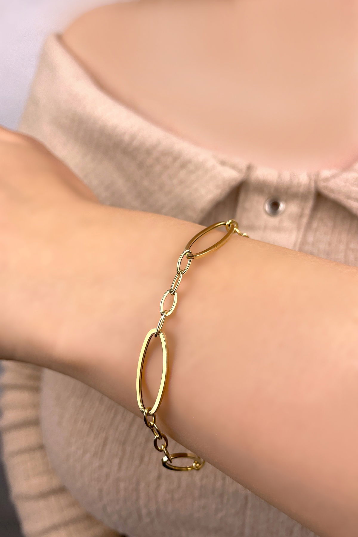 İtalyan Ataş Altın Bileklik 14KNY1045 - 1