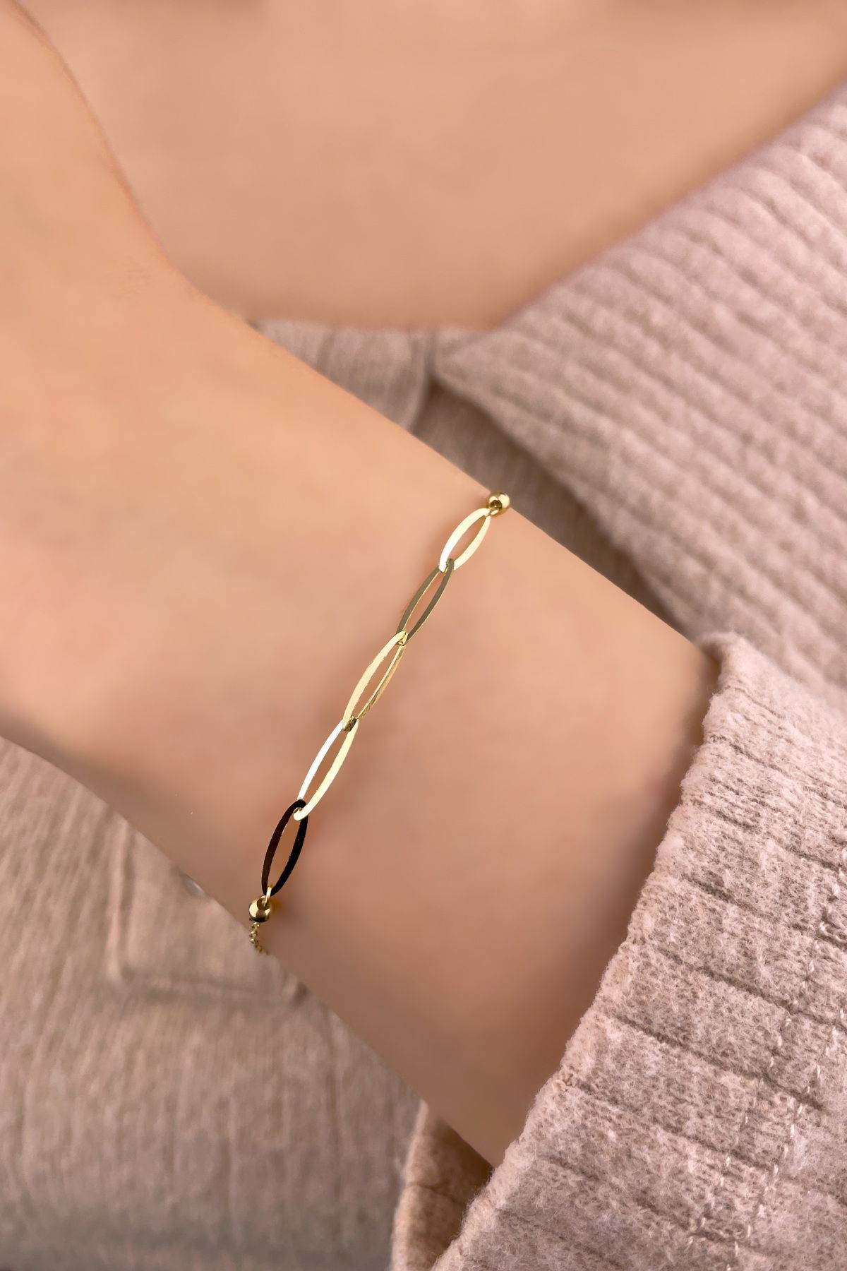 İtalyan Ataş Altın Bileklik 14KNY1202 - 1