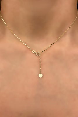 İtalyan Ataş Aynalı Altın Kolye 14KLY1189 - 3