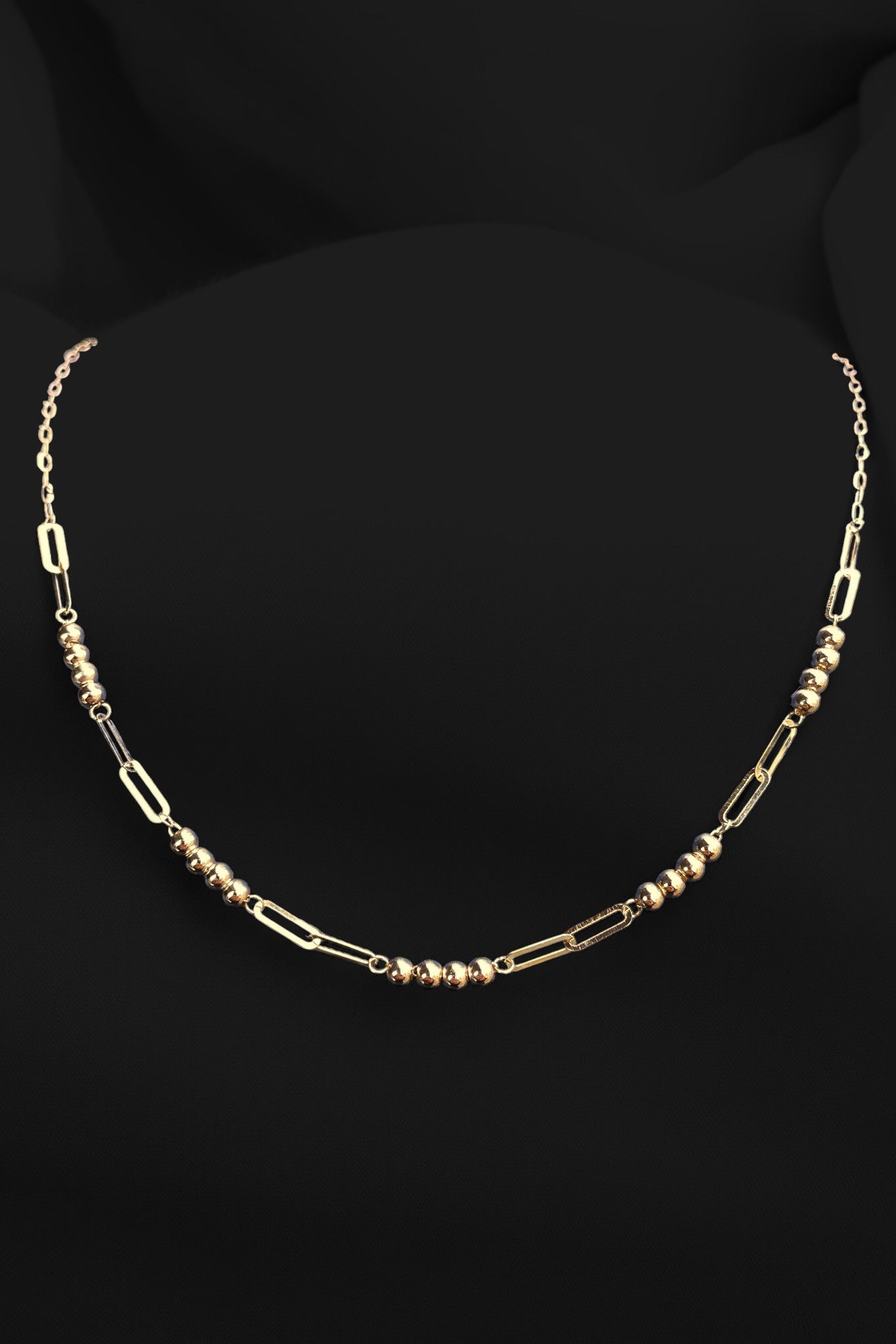 İtalyan Ataş Zincirli Toplu Altın Kolye 14KLY735 - 1