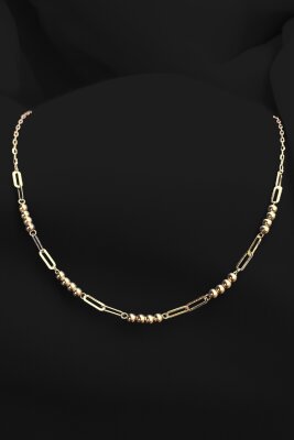 İtalyan Ataş Zincirli Toplu Altın Kolye 14KLY735 - 1