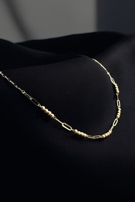 İtalyan Ataş Zincirli Toplu Altın Kolye 14KLY735 - 2