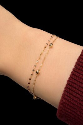 İtalyan Çift Zincir Altın Bileklik 14KNY9526 - 1