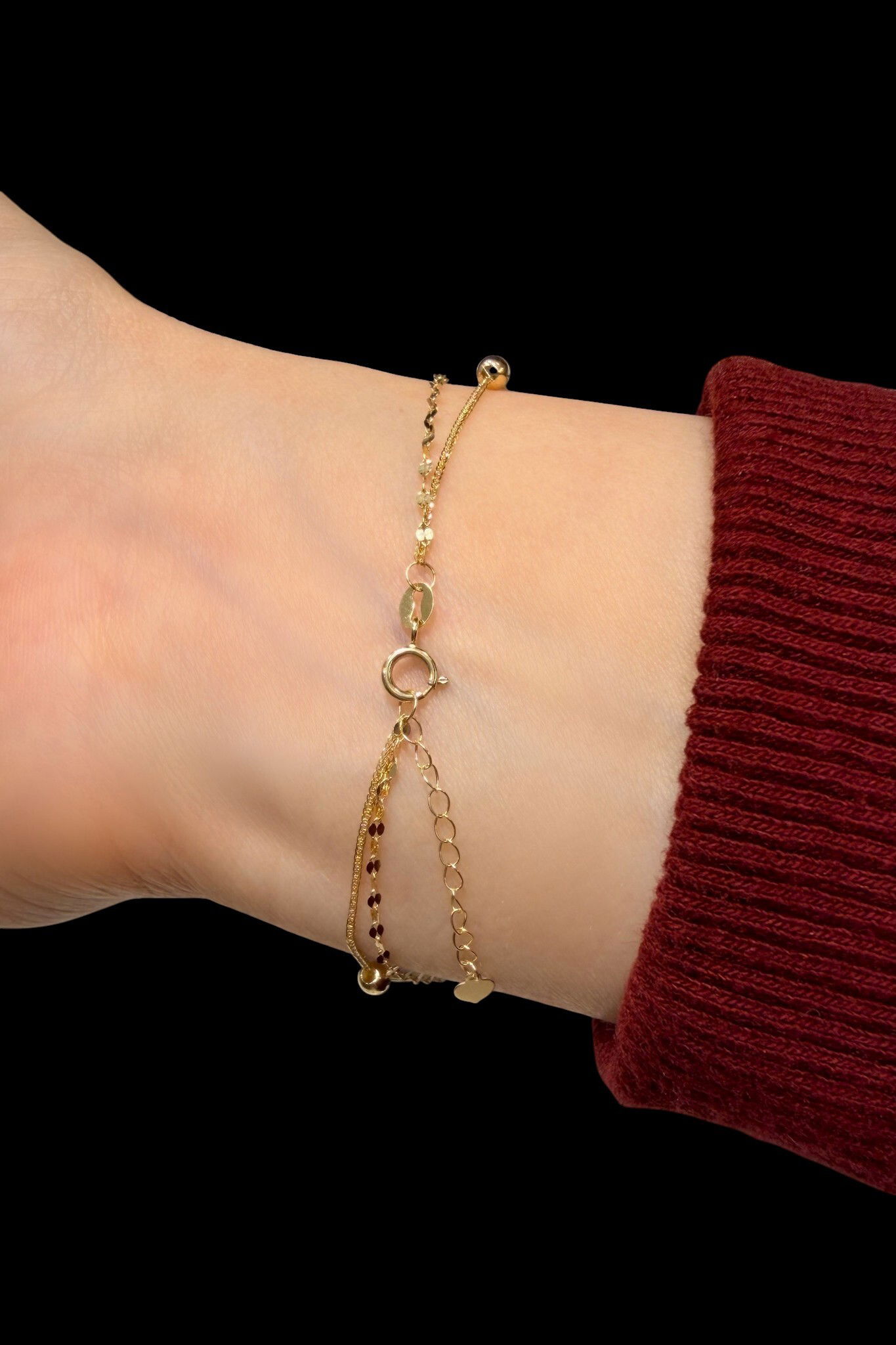 İtalyan Çift Zincir Altın Bileklik 14KNY9526 - 2