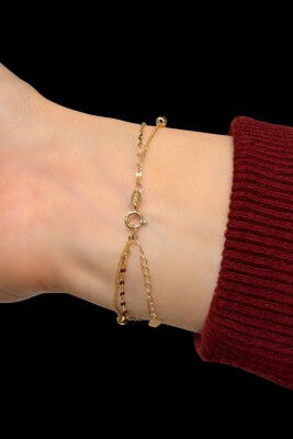 İtalyan Çift Zincir Altın Bileklik 14KNY9526 - 2