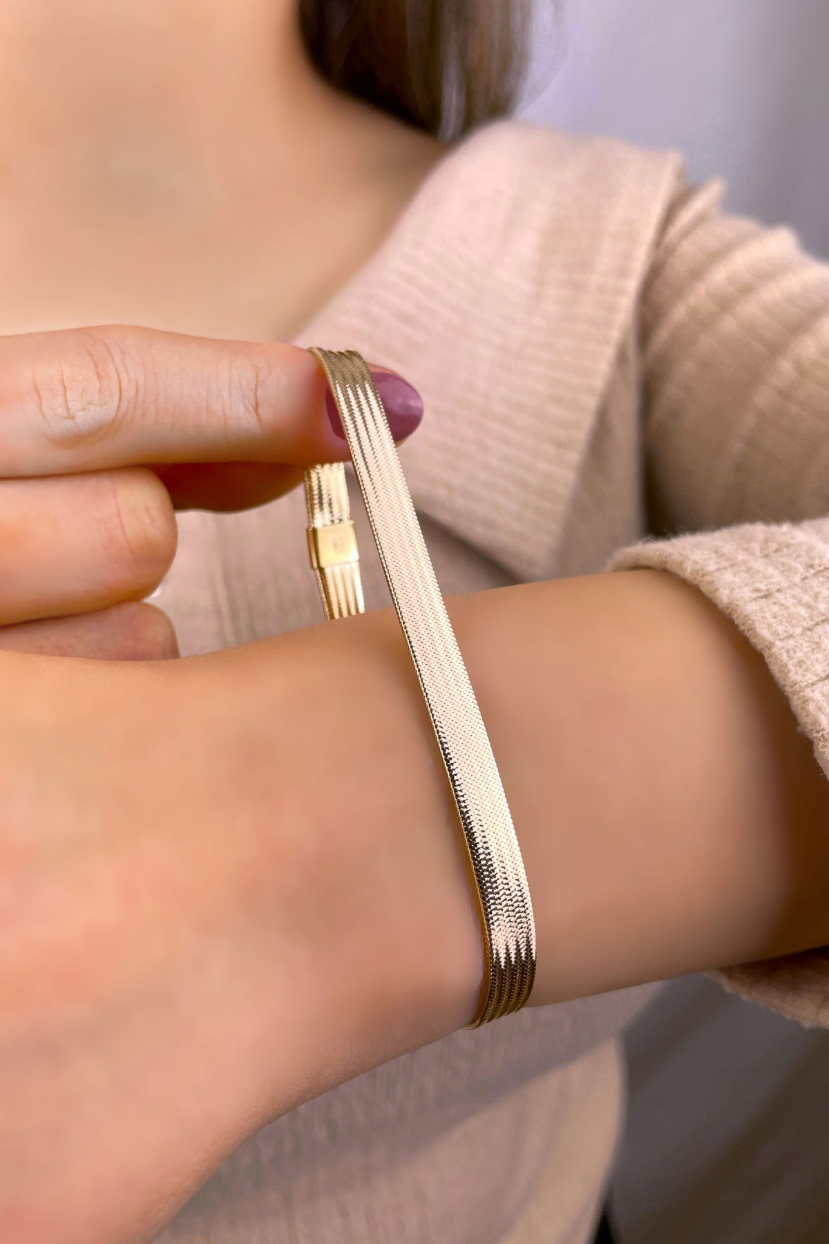 İtalyan Esnek Altın Bileklik 14KNY1031 - 1