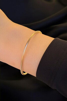 İtalyan Esnek Altın Bileklik 14KNY8769 - 3