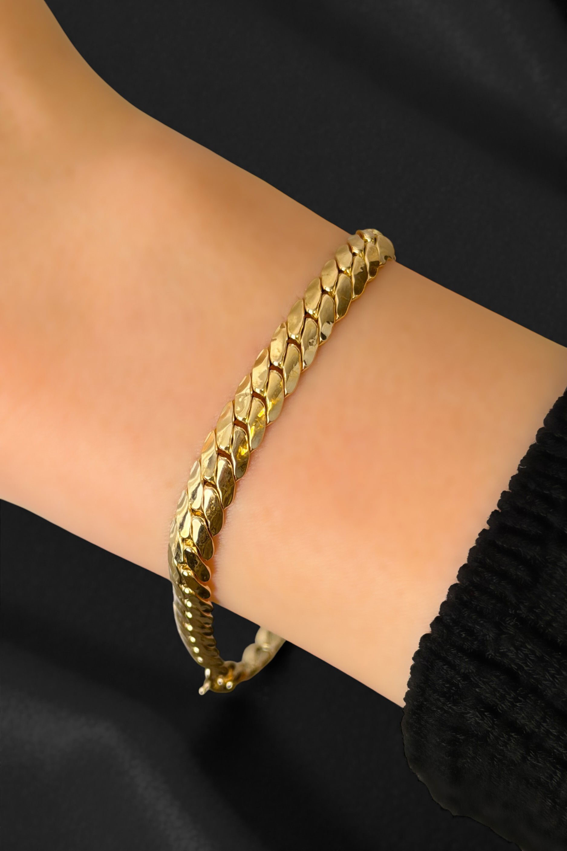 İtalyan Ezme Gurmet Altın Bileklik 14KNY1034 - 1