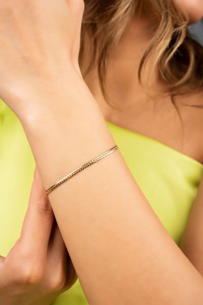 İtalyan Ezme Zincirli Altın Bileklık 14KNY4817 - Altınaşkı