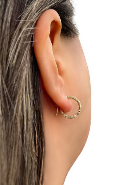 İtalyan Hasır Altın Küpe 14KP3930 - Altınaşkı