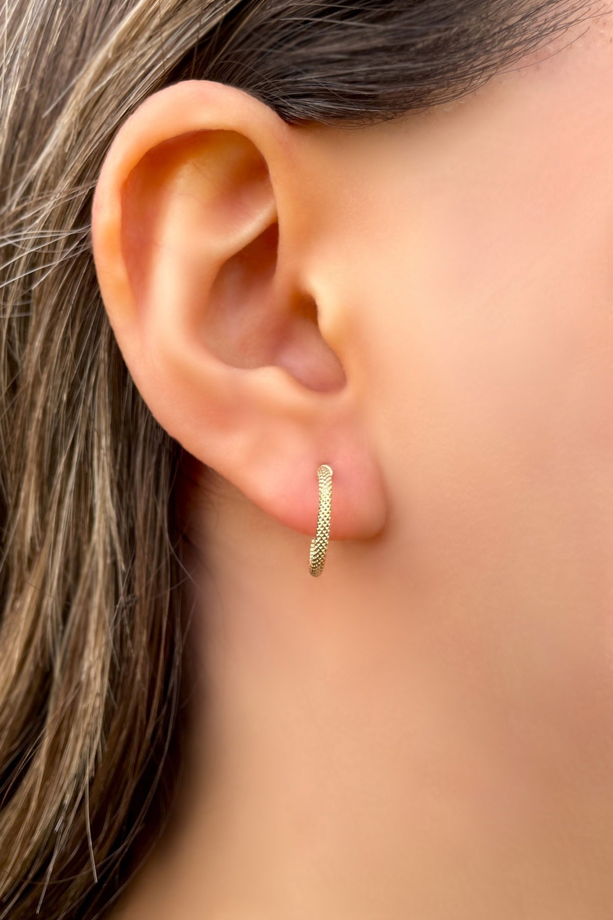 İtalyan Hasır Altın Küpe 14KP3930 - 2