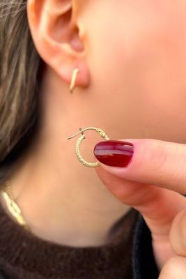 İtalyan Hasır Altın Küpe 14KP3930 - 3