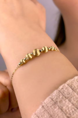 İtalyan Parlak Toplu Altın Bileklik 14KNY893 - 1