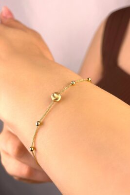 İtalyan Parlak Toplu Altın Bileklik 14KNY9530 - 1